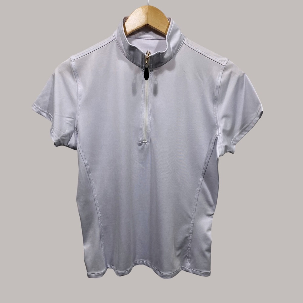 Coates Golf Polo Shirt Athletic Short Sleeve Quarter Zip Golfing Top White M